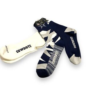NFL Team Apparel Men's Cowboy Navy White Socks - 3 Pair Cotton Blend L/XL